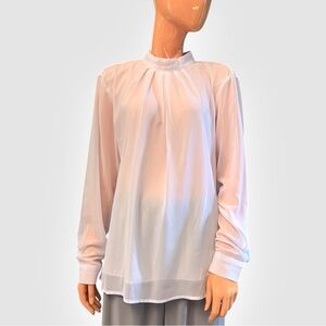 SOTEER NWT Sheer Crepe Chiffon Banded Neck Blouse